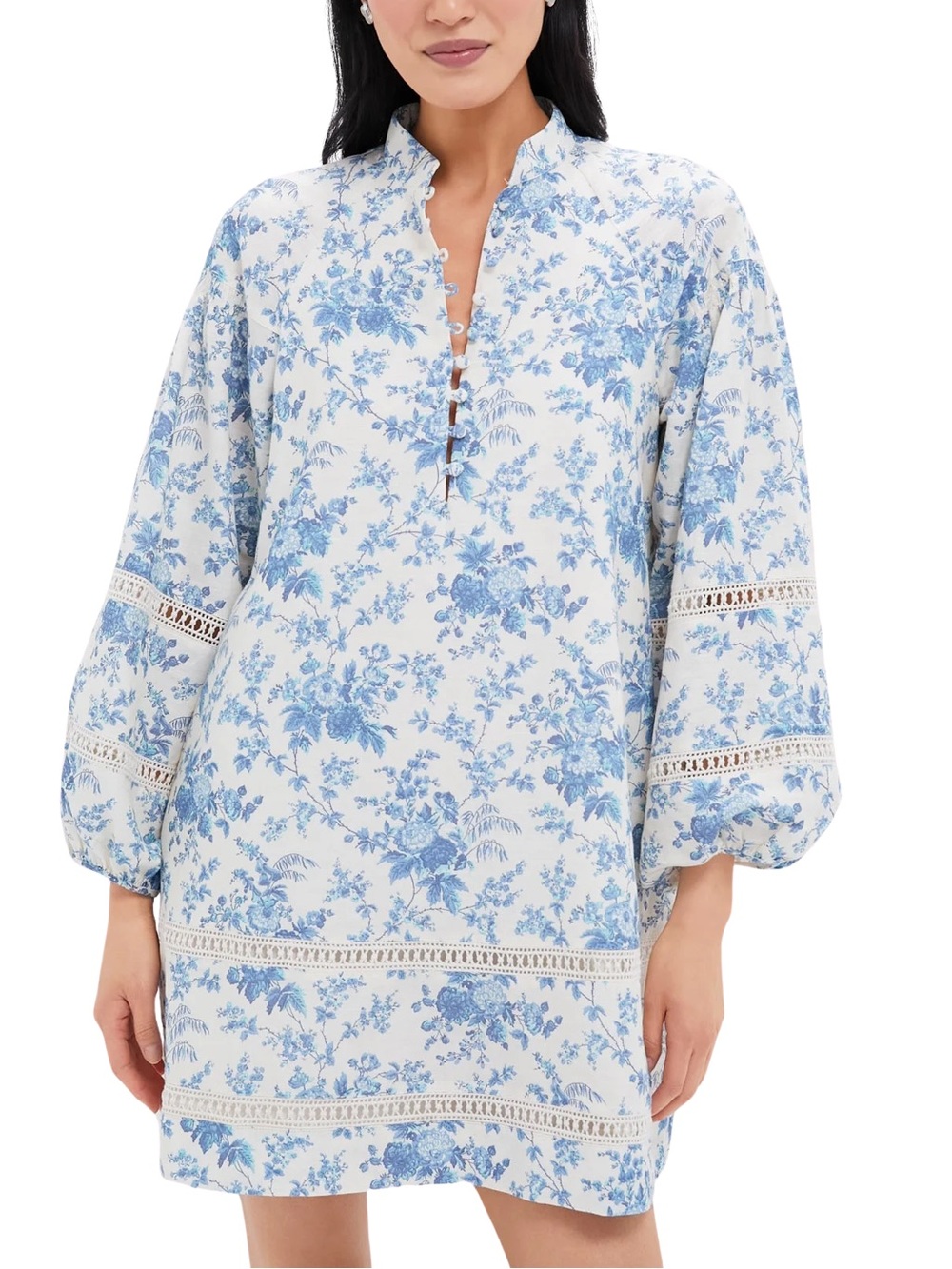 Tuckernuck Forget Me Not Floral Cotton Linen Mini Maryse Caftan | XL